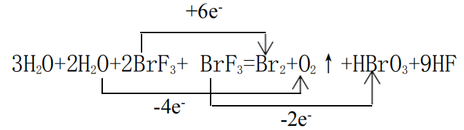 在反应5H2O+3BrF3=Br2+O2↑+HBrO3+9HF中，当有45克水被氧化时，