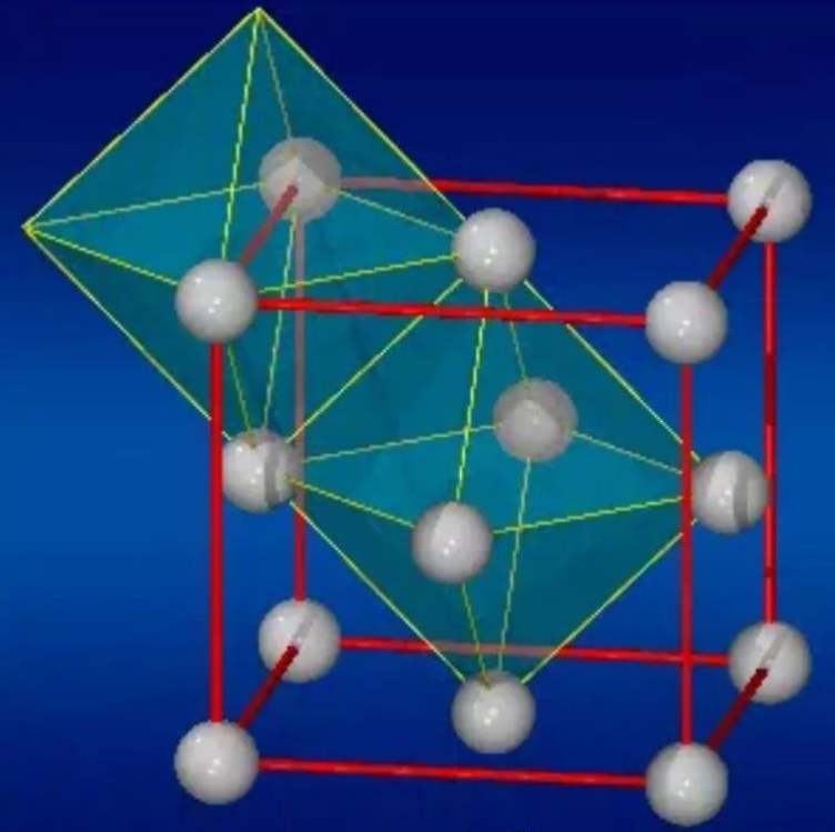 面心立方晶胞中的四面体空隙和八面体空隙